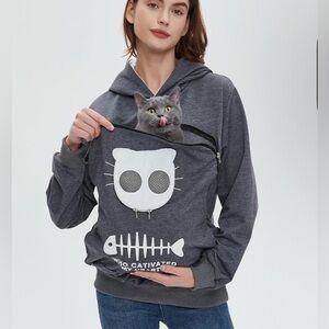 EUC BOMBAXCEIBA Pet Pouch Hoodie Carrier Hoodie Kangaroo Pocket w/ears Sz Large